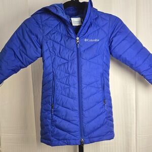 Columbia Interchange Kids XXS/4-5yrs Blue Hooded Quilted Puffer Jacket Coat Zips